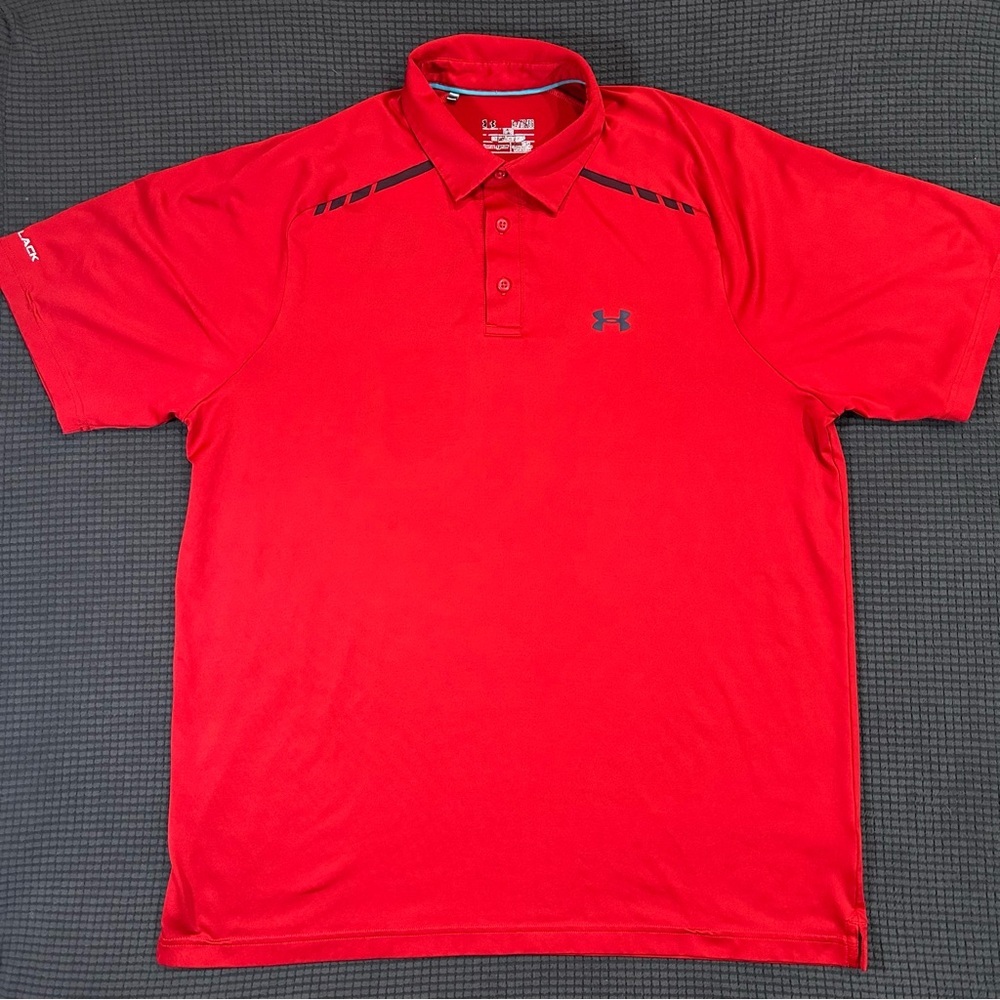 Under Armour Red Performance Polo Shirt Mens XL Stretch Moisture Wicking Golf